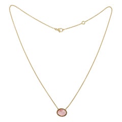 Pink Tourmaline 18 Carats Yellow Gold Necklace