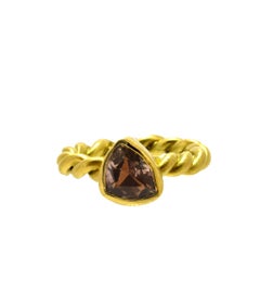 Pink Tourmaline Gold Rope Ring