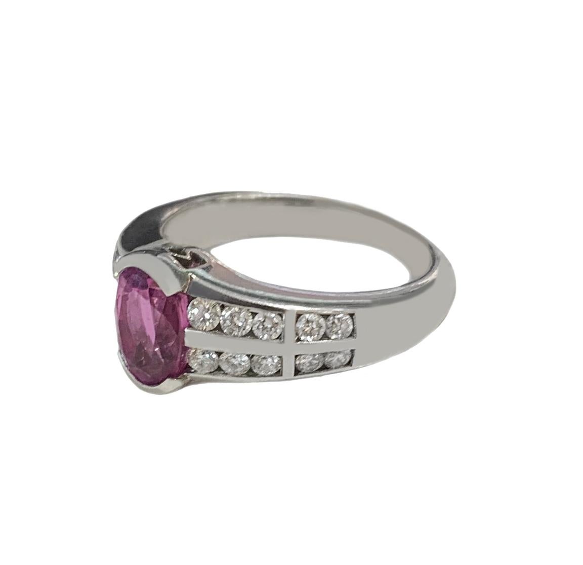 Pink Tourmaline 18k White Gold Ring In New Condition For Sale In New York, NY