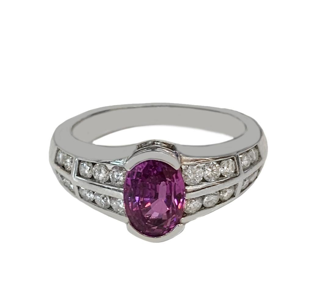 Women's Pink Tourmaline 18k White Gold Ring For Sale