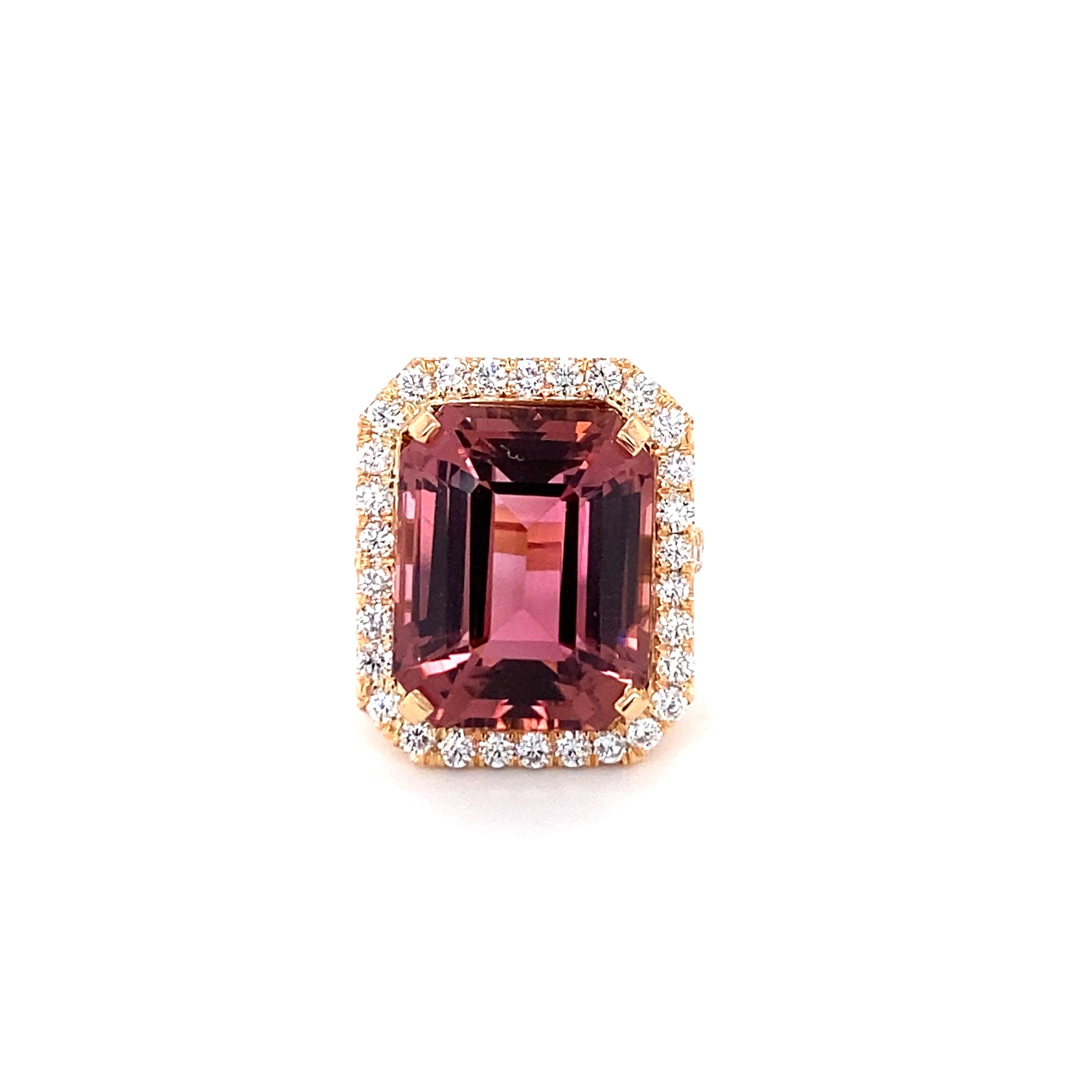 emerald and pink tourmaline ring