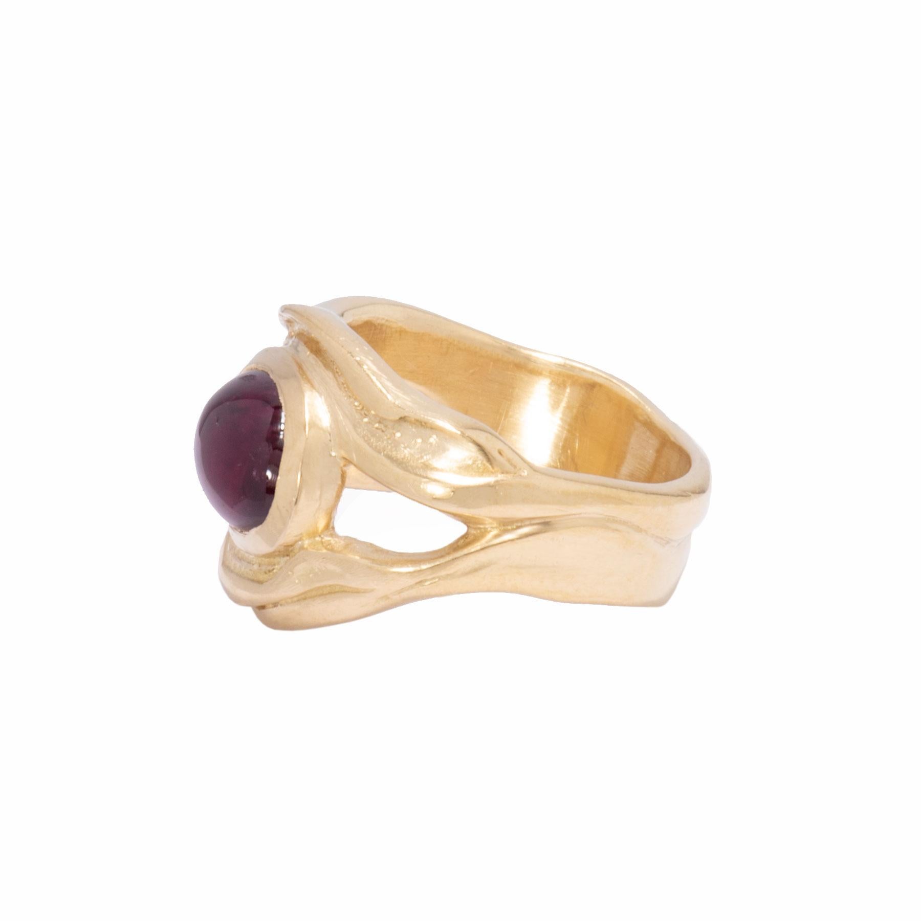 Pink Tourmaline 2.64 Carat Split Ripple Ring in 18 Karat Gold In New Condition For Sale In Santa Fe, NM