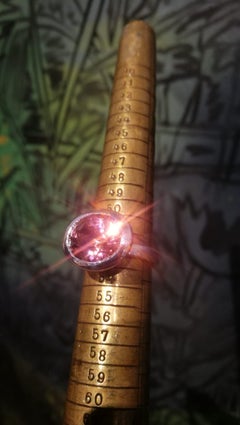 Pink Tourmaline, 6 Carat, 750 White Gold Ring