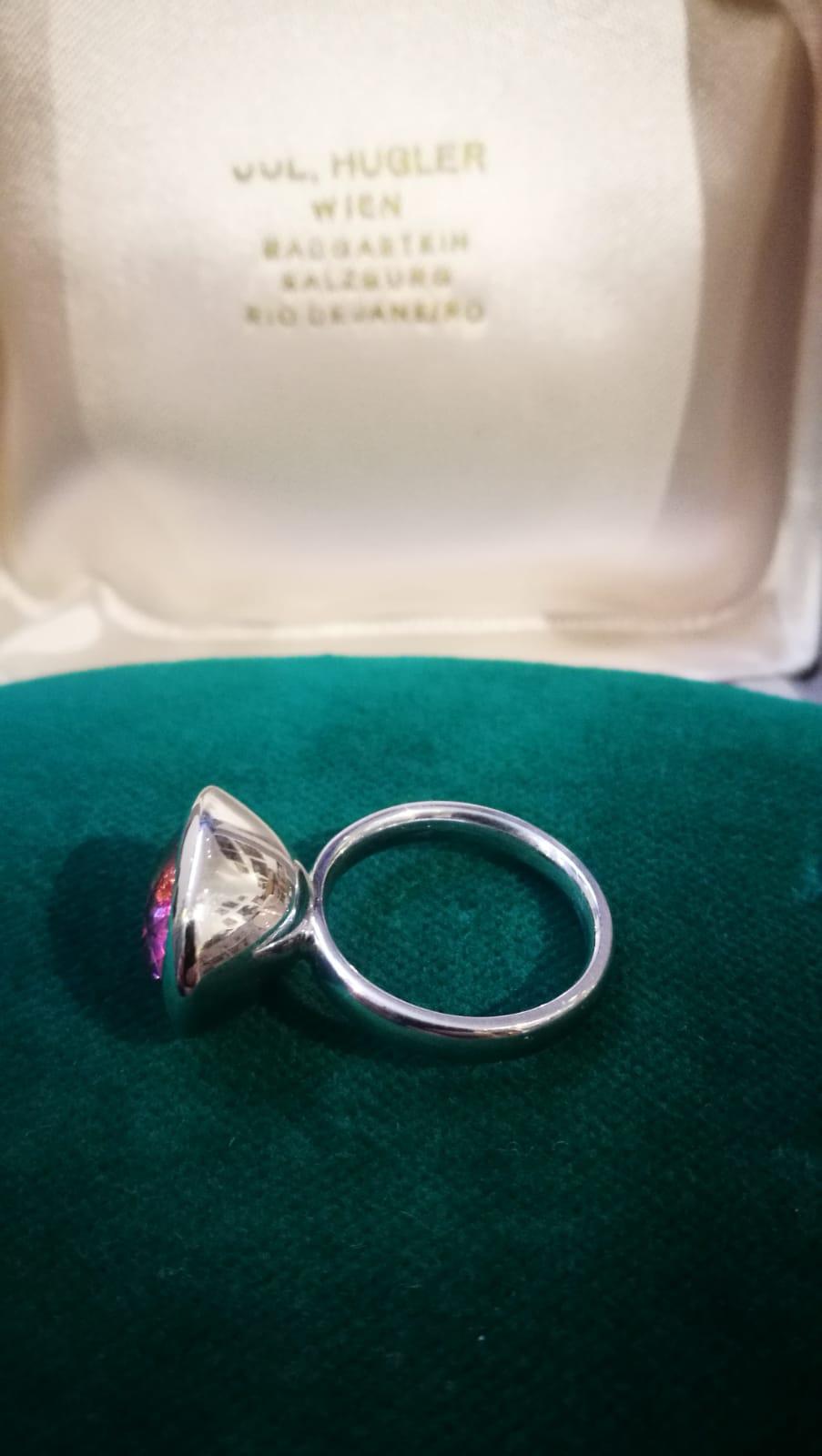 Pink Tourmaline, 6 Carat, 750 White Gold Ring In Excellent Condition For Sale In Vienna, AT