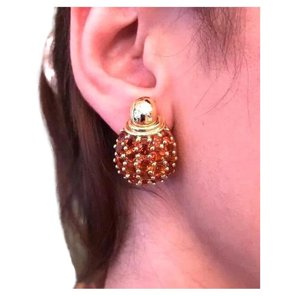 Rosa Turmalin und Citrin-Cluster-Ohrringe aus 18 Karat Gelbgold