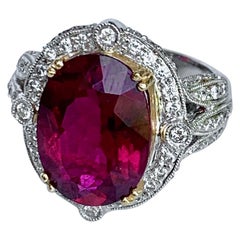 Pink Tourmaline and Diamond 14 Karat White & Yellow Gold Fashion Ring-Size 7 1/2