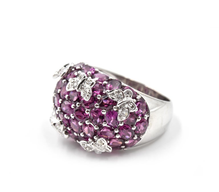 Pink Tourmaline and Diamond 14 Karat White Gold Butterfly ...