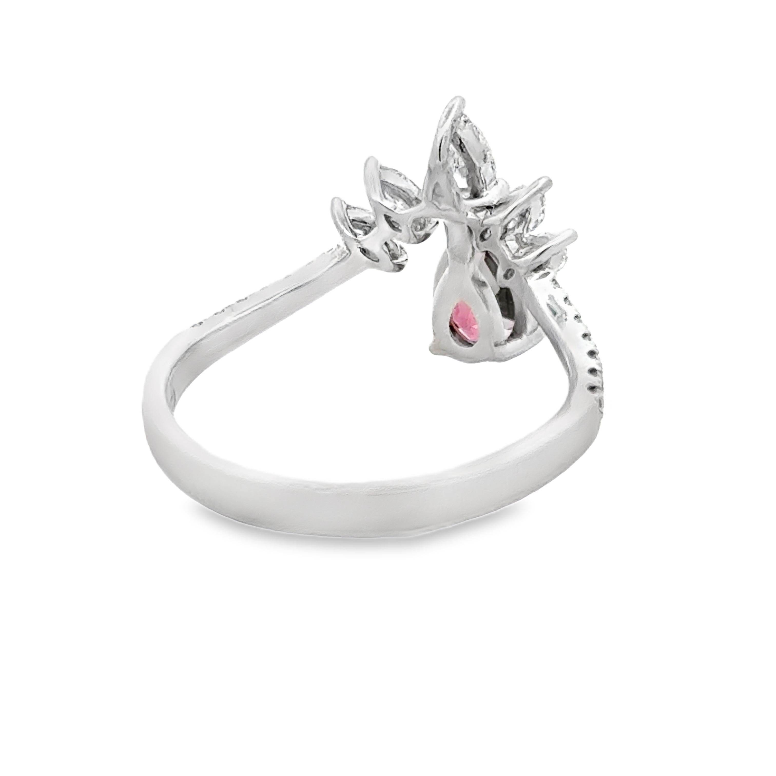 Pink Tourmaline and Diamond 18K White Gold Cocktail Ring In Good Condition In Derby, NY