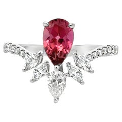 Pink Tourmaline and Diamond 18K White Gold Cocktail Ring