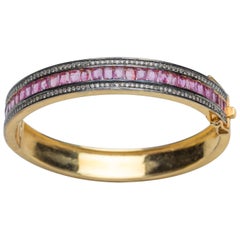 Pink Tourmaline and Diamond Bangle Bracelet
