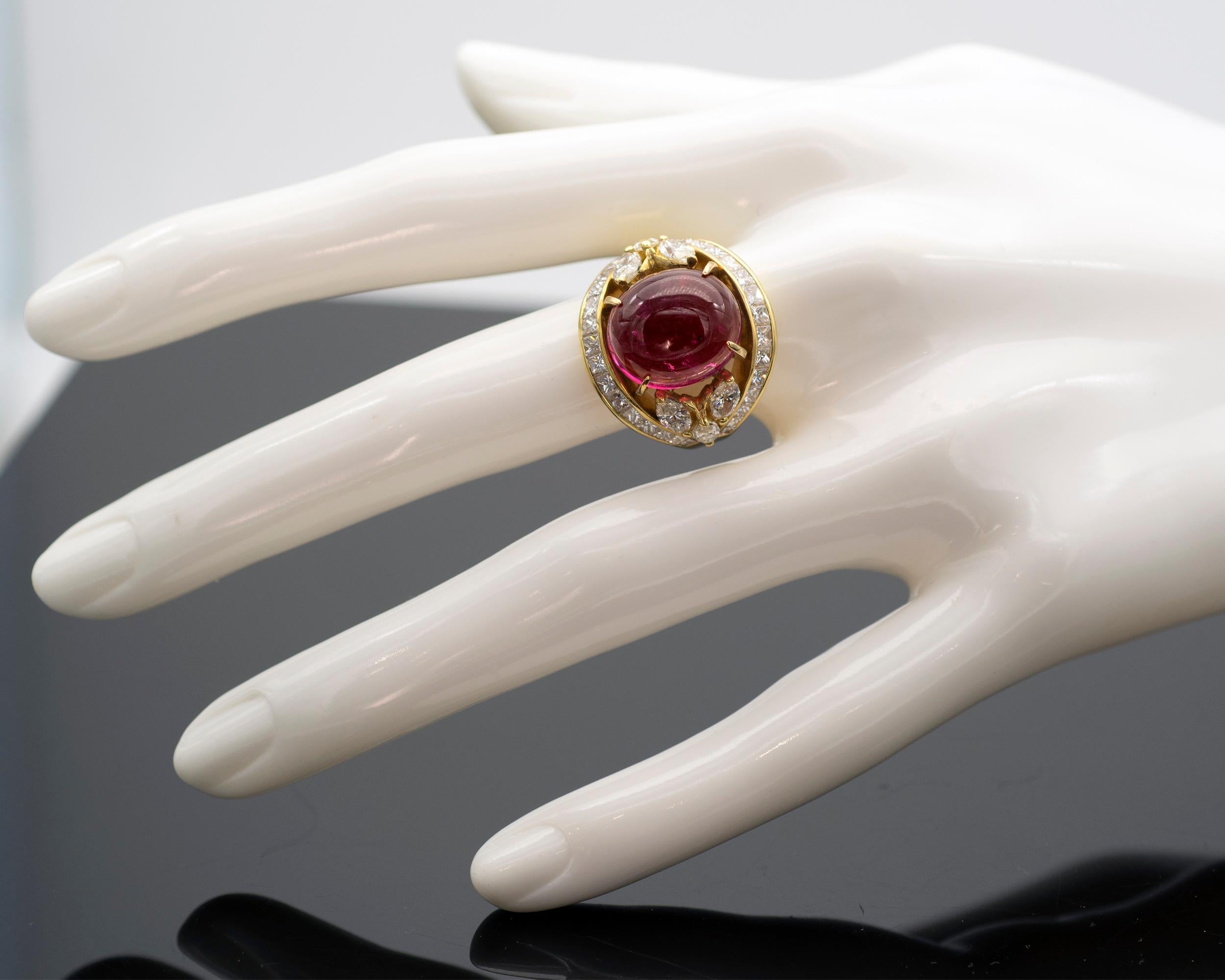 Pink Tourmaline and Diamond Cocktail Ring In New Condition In Monte Carlo, MC