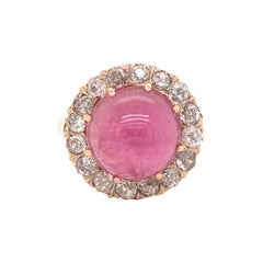 Pink Tourmaline and Diamond Rose Gold Cocktail Ring