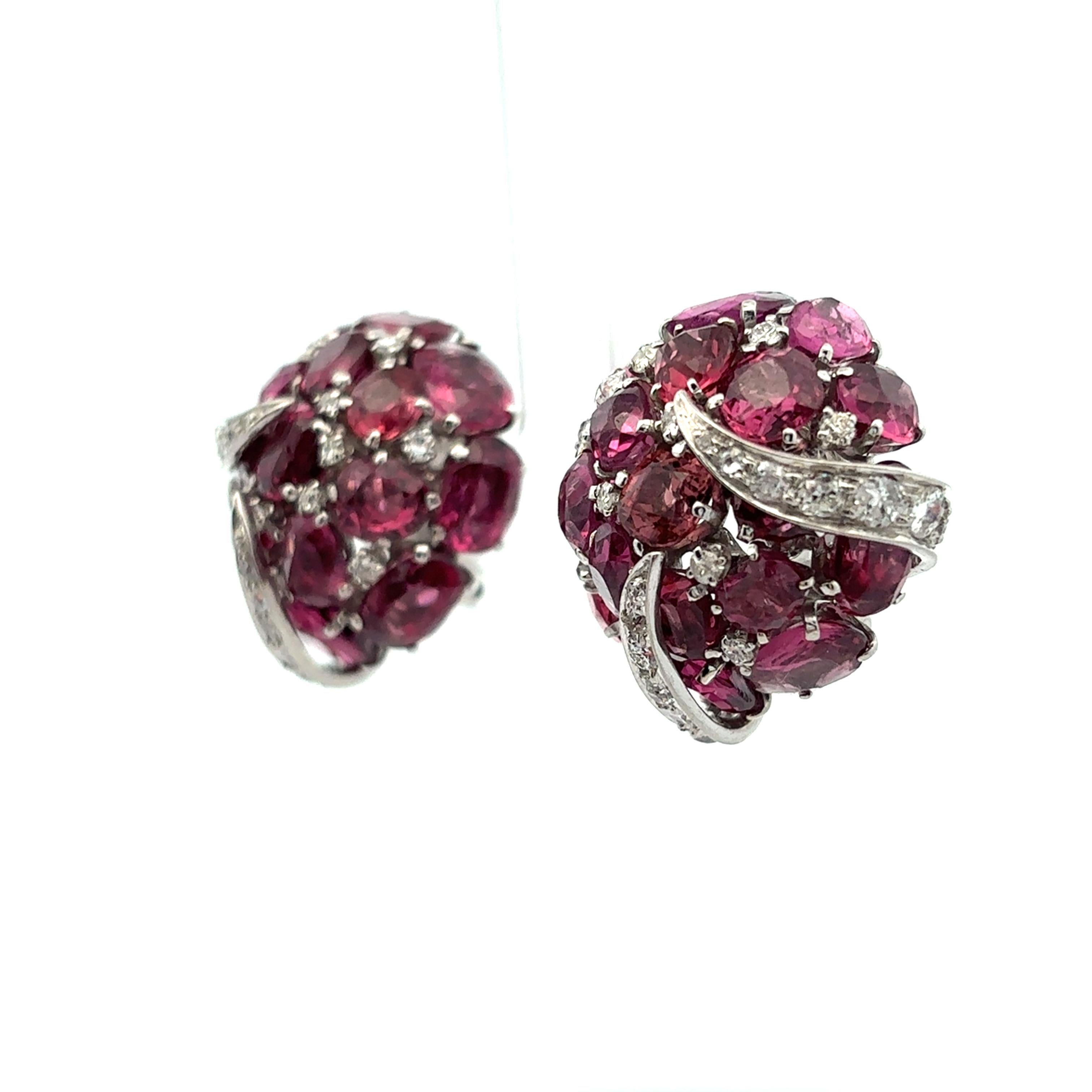 Set di orecchini e spille in tormalina rosa e diamanti in vendita 5