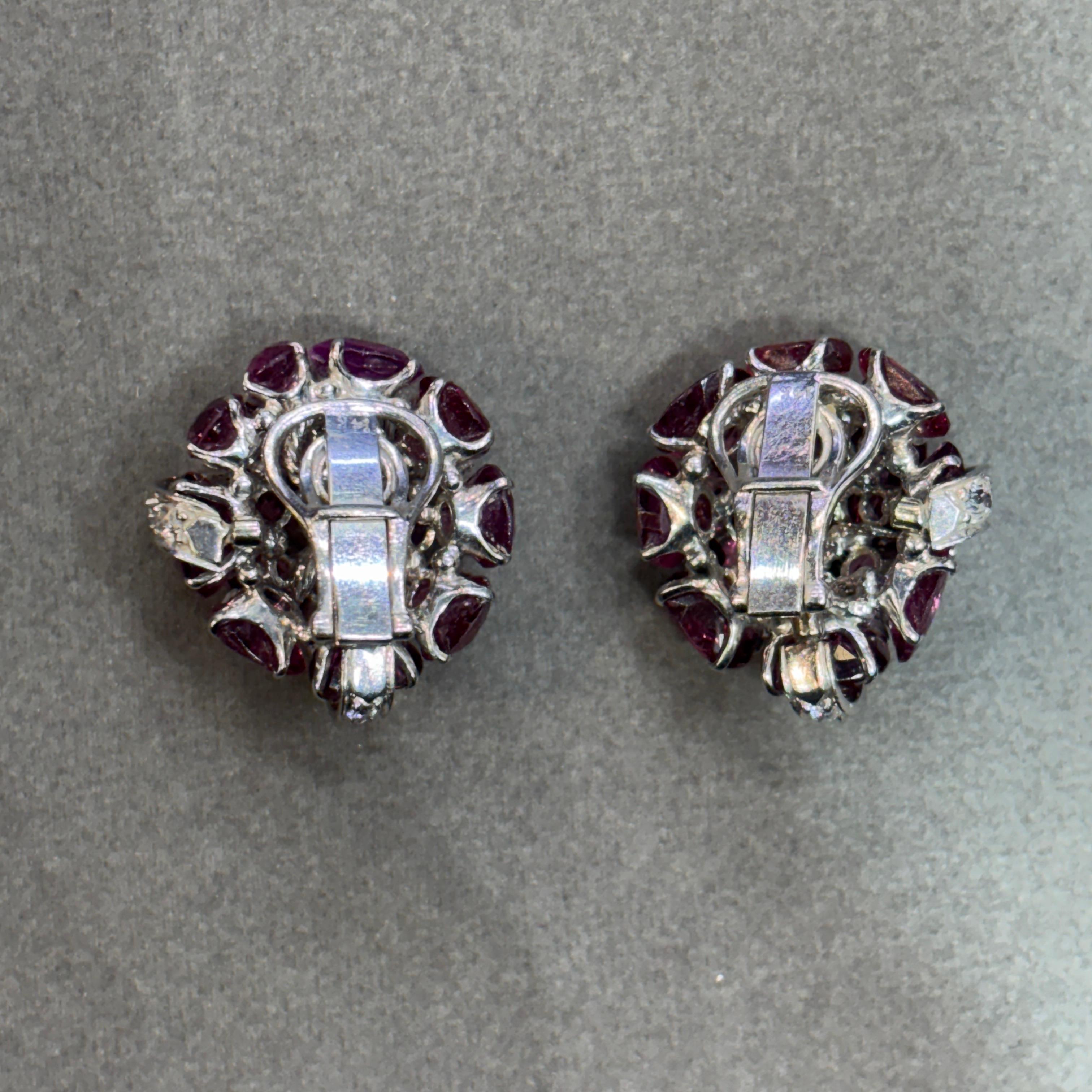 Set di orecchini e spille in tormalina rosa e diamanti in vendita 8