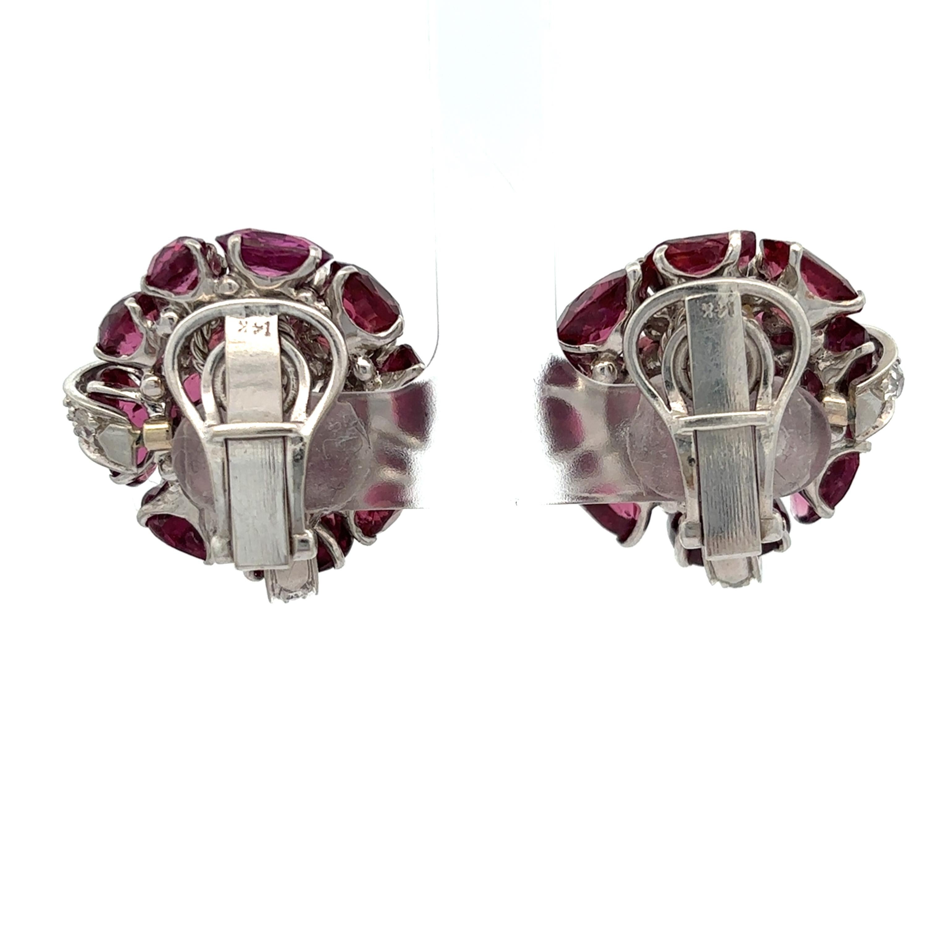 Set di orecchini e spille in tormalina rosa e diamanti in vendita 4