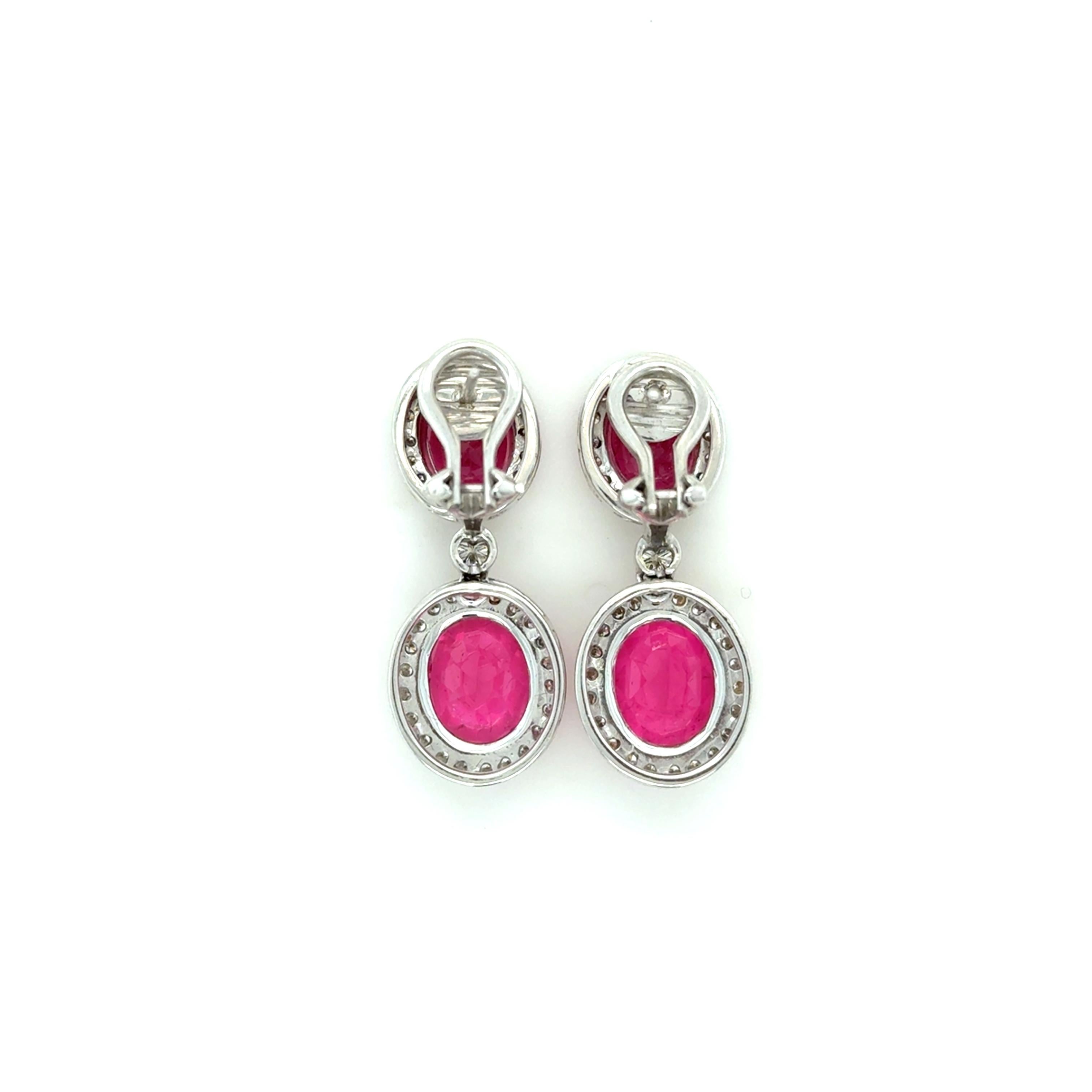 Pendientes de Turmalina Rosa y Diamante Corte oval en venta