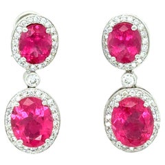 Pink Tourmaline and Diamond Earrings
