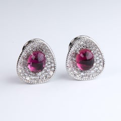 Pink Tourmaline and Diamond Earrings White Gold