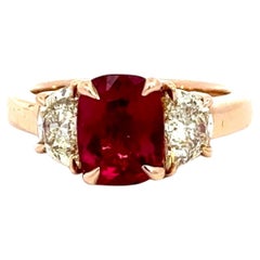 Pink Tourmaline And Diamond Engagement Ring In 14 Karat Yellow Gold.