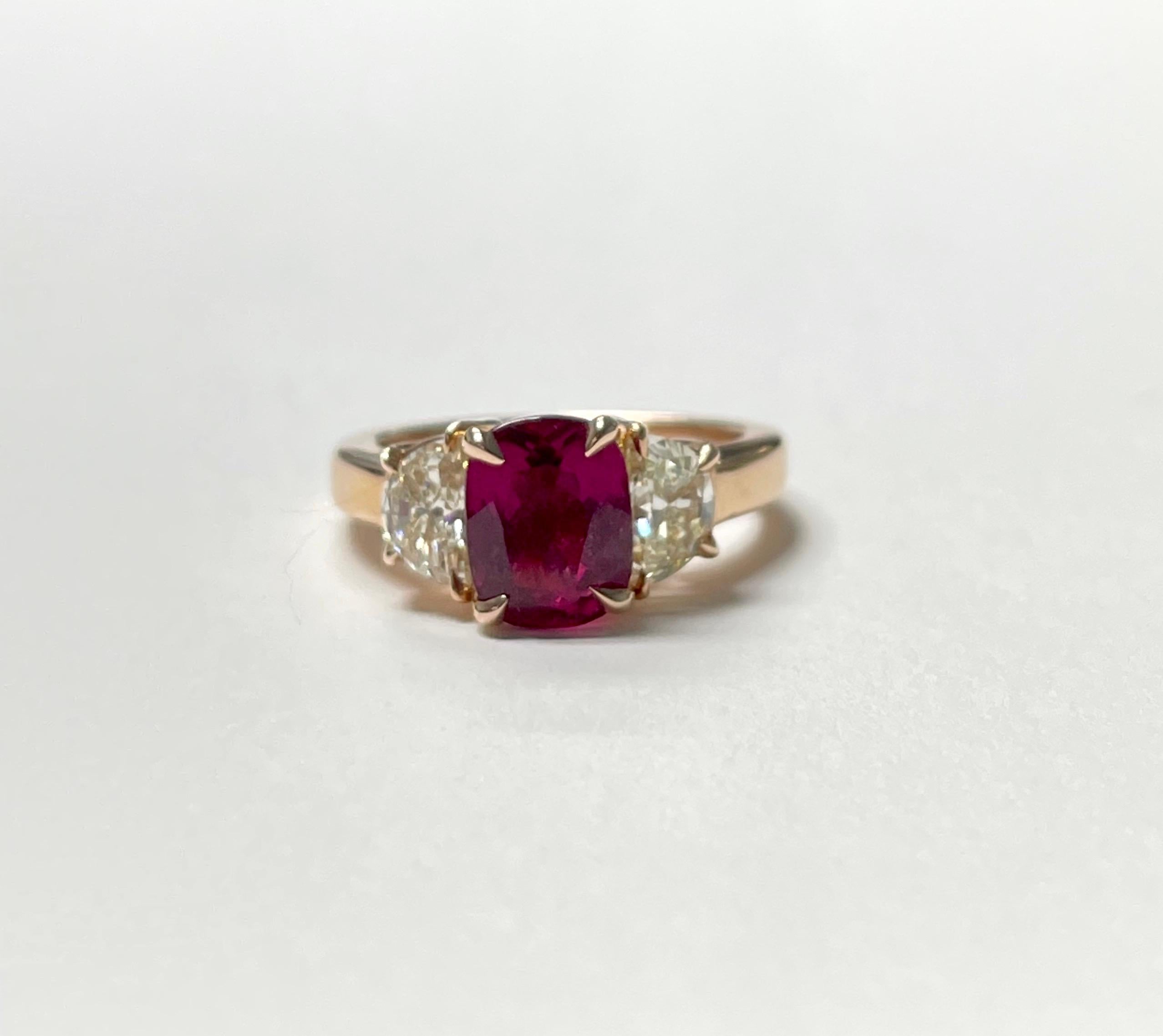 Pink Tourmaline and Diamond Engagement Ring in 14K Rose Gold In New Condition For Sale In New York, NY