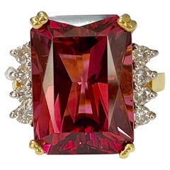 Pink Tourmaline and Diamond Engagement Ring in 18K Ring Pink Tourmaline and Diamond Engagement Ring in 18K Ring