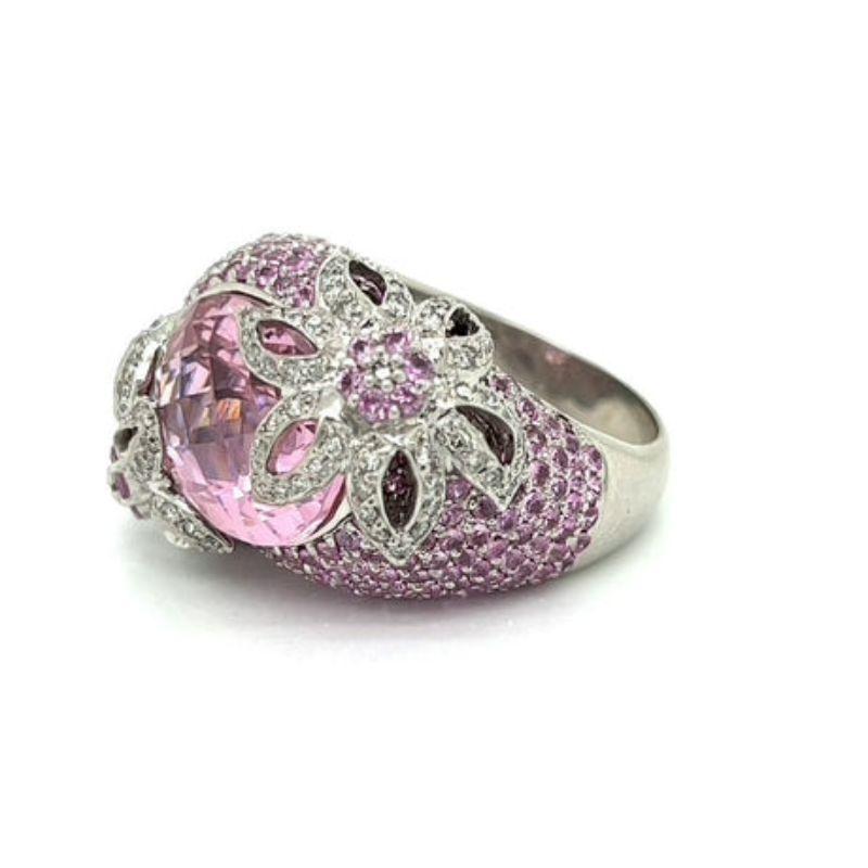 Pink Tourmaline and Diamond Estate Ring In Good Condition In Derby, NY