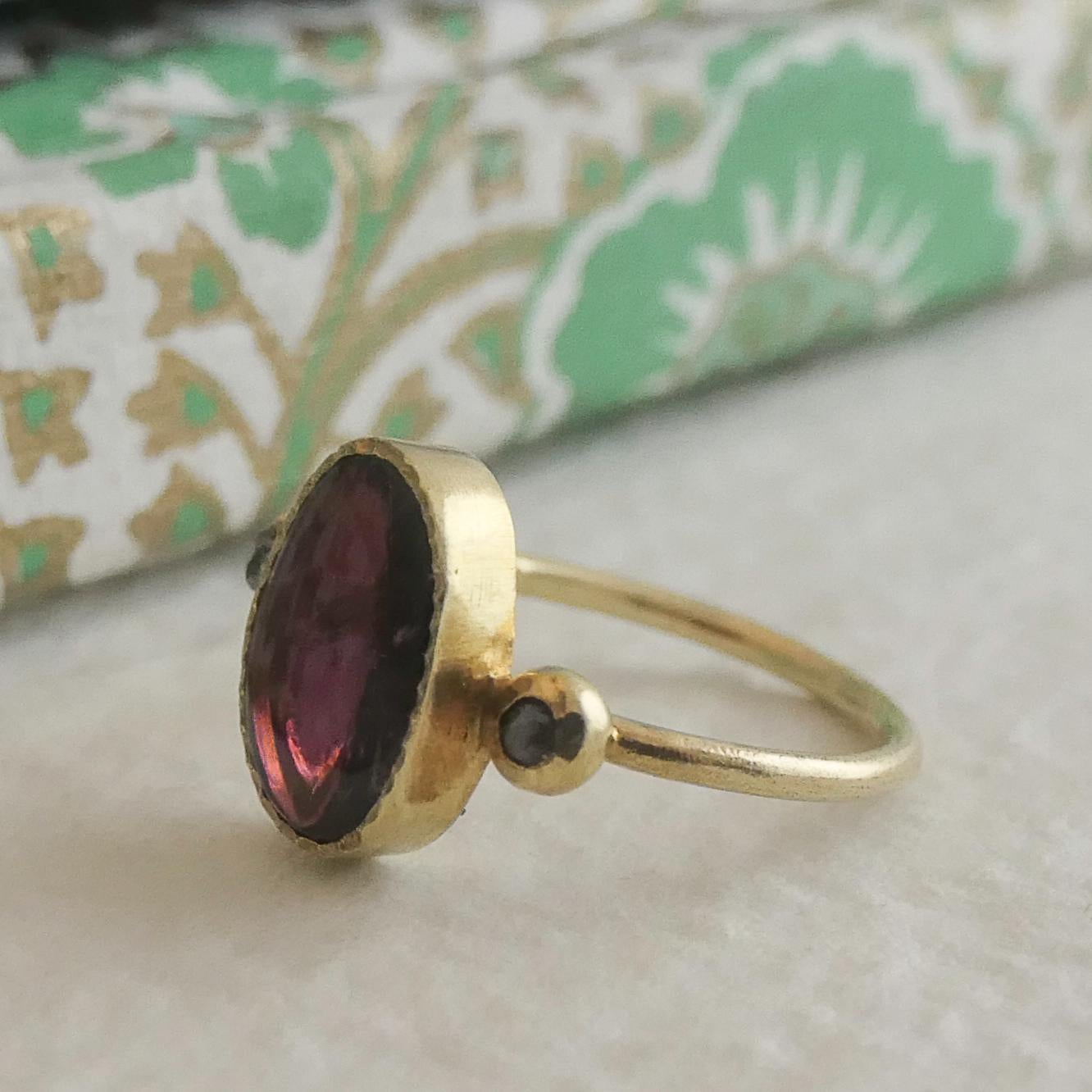 Rosa Turmalin und Diamant Vergoldeter Sterling Silber Ring Größe 6 Damen im Angebot