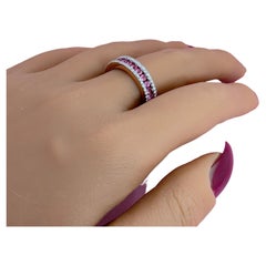 Pink Tourmaline and Diamond Half Band with Natural Gemstones, 14k Rose Gold Ring