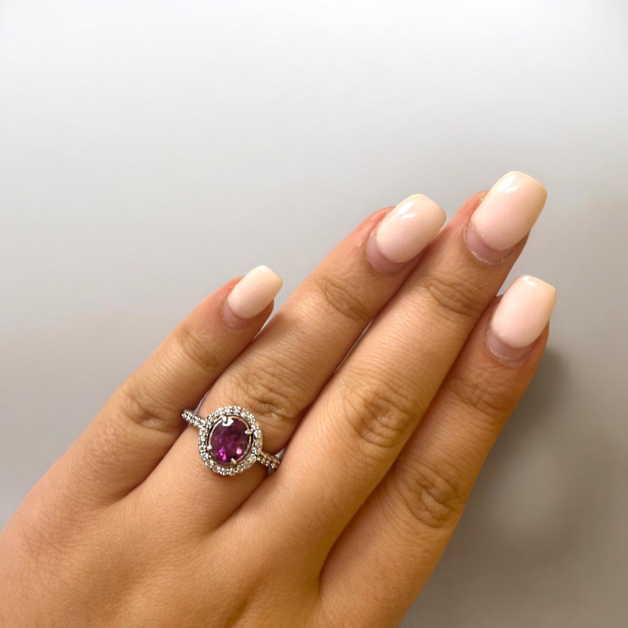 Donna Anello a raggiera con tormalina rosa e diamante in vendita