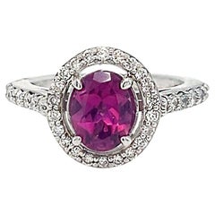 Anillo Halo de Turmalina Rosa y Diamante