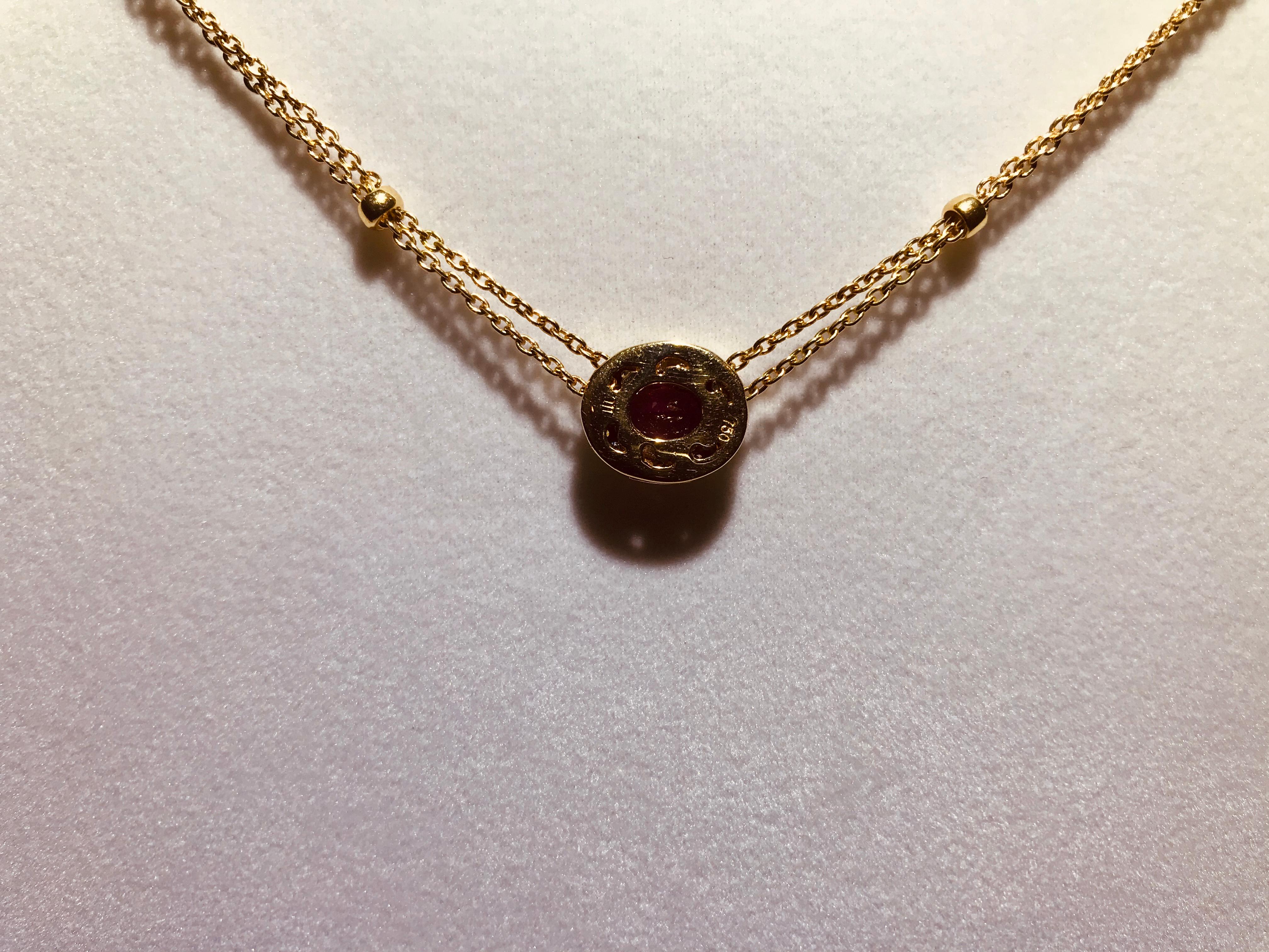 Women's Pink Tourmaline and Diamond 18K Yellow Gold Double Chain Necklace For Sale