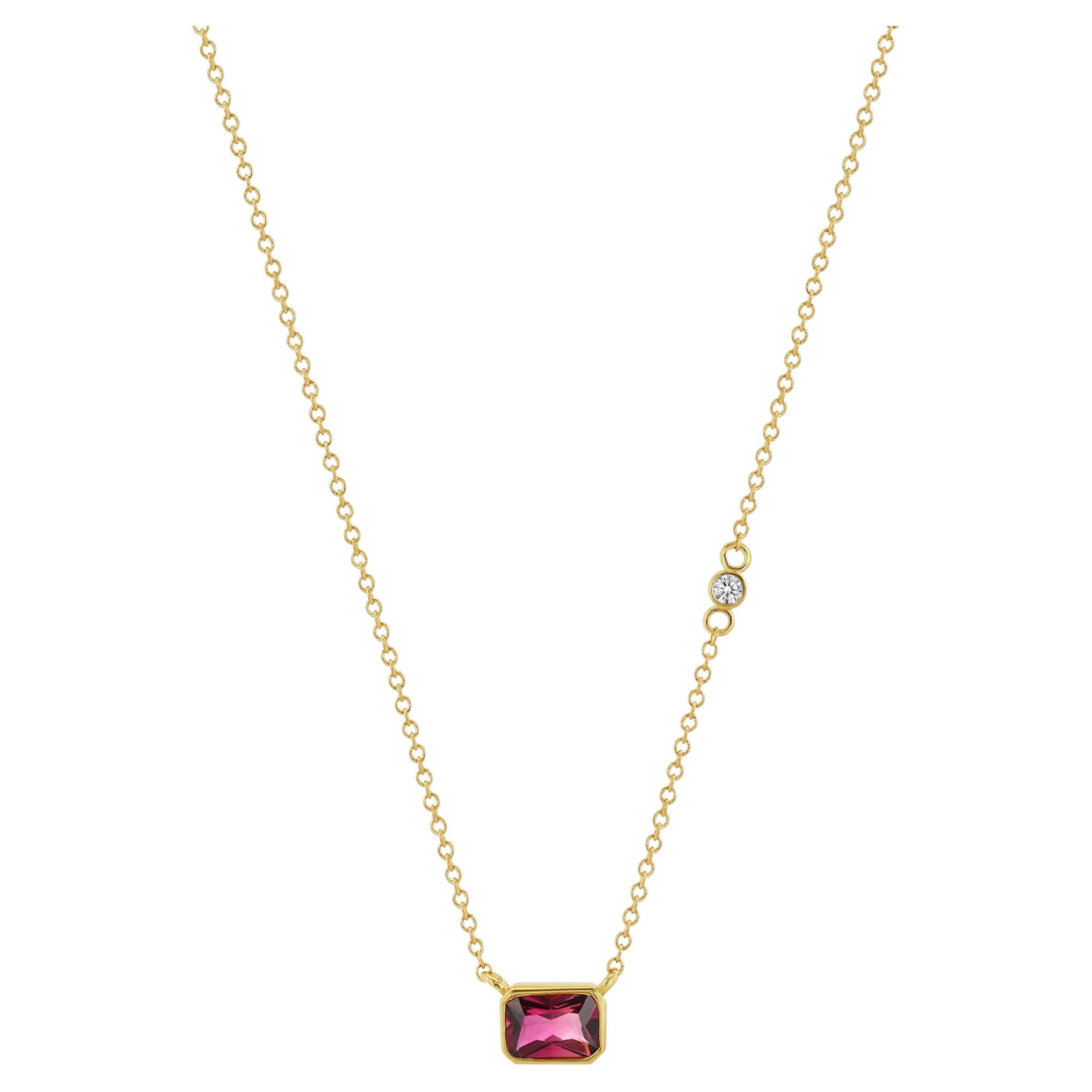 Collana con tormalina rosa e diamanti