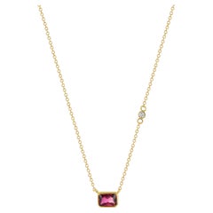 Collana con tormalina rosa e diamanti