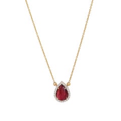 Delicate 14k Yellow Gold Pink Tourmaline & Diamond Pendant Necklace