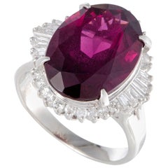 Vintage Pink Tourmaline and Diamond Platinum Cocktail Ring