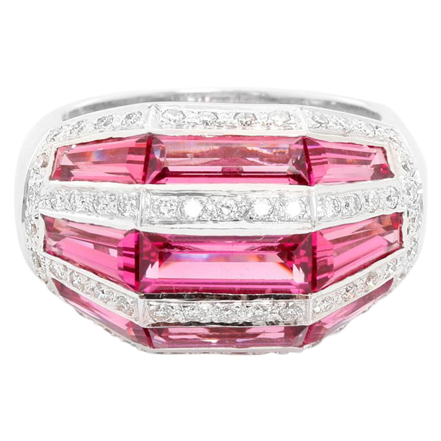 Pink Tourmaline and Diamond Ring