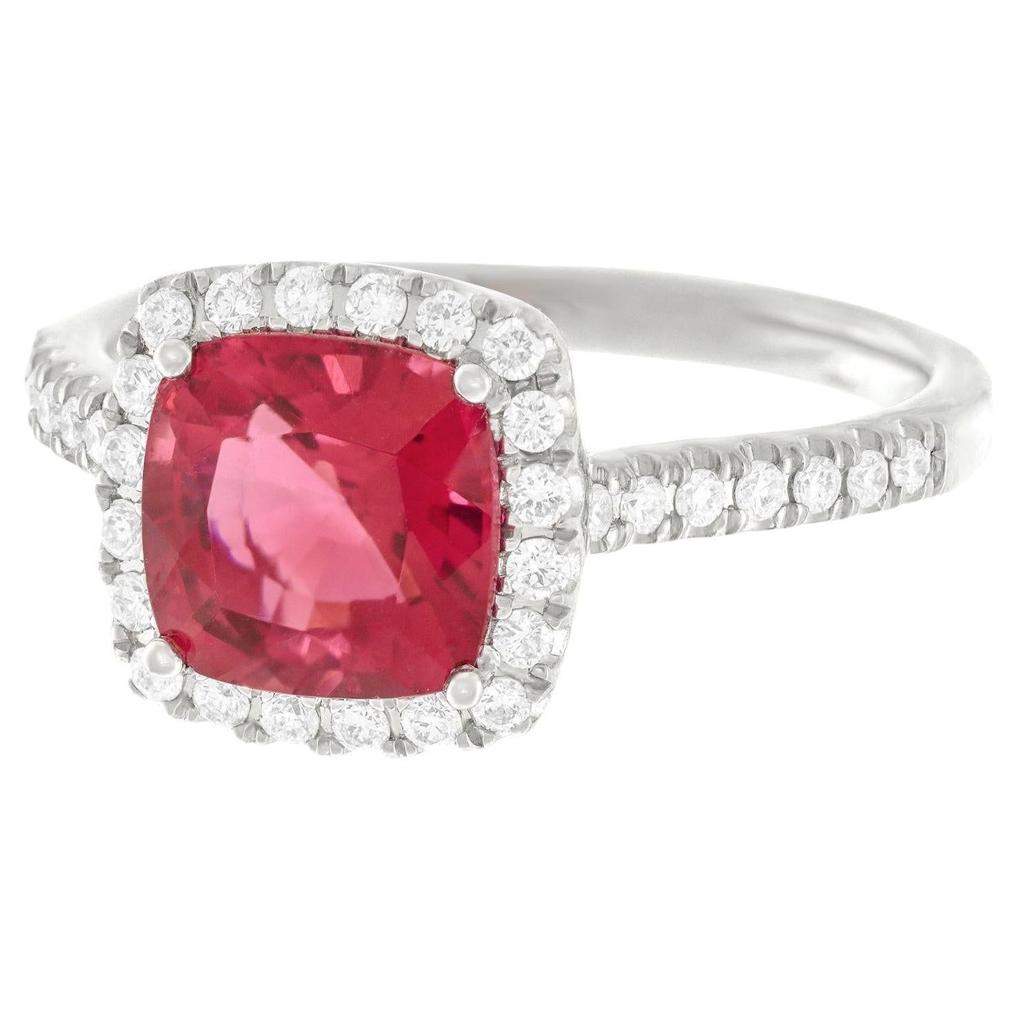 Pink Tourmaline and Diamond Ring For Sale