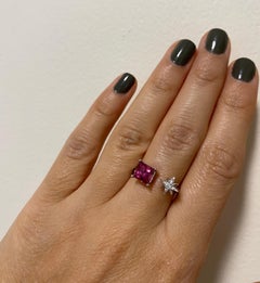 Pink Tourmaline and Diamond Star Toi et Moi Ring