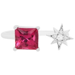 Pink Tourmaline and Diamond Star Toi et Moi Ring