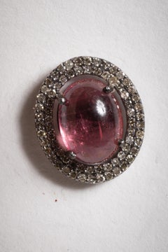 Pink Tourmaline and Diamond Stud Earrings