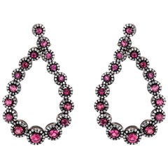 Pink Tourmaline and Diamond Victorian Front Hoop Earrings Pink Tourmaline and Diamond Victorian Front Hoop Earrings
