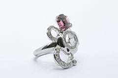 Pink Tourmaline and Diamond 18ct White Gold Cocktail Ring