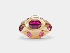 Pink Tourmaline and Gold Bombé Cocktail Ring