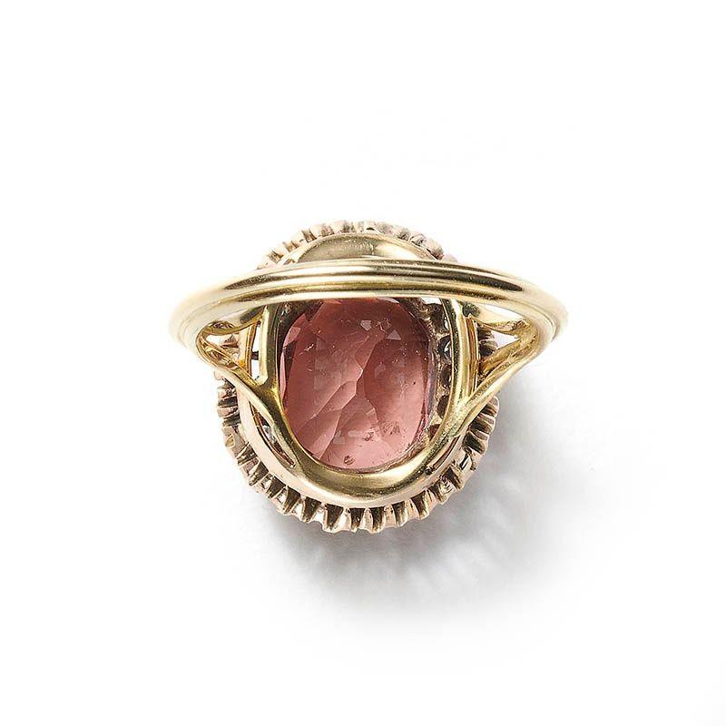 Cluster-Ring mit rosa Turmalin und Gold, 3,70 Karat Damen