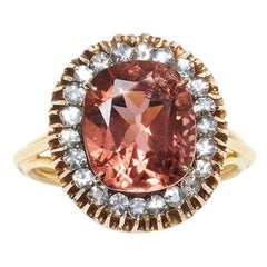 Pink Tourmaline and Gold Cluster Ring, 3.70 Carats