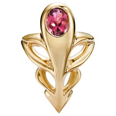 Pink Tourmaline and Gold Openwork Cocktail Ring