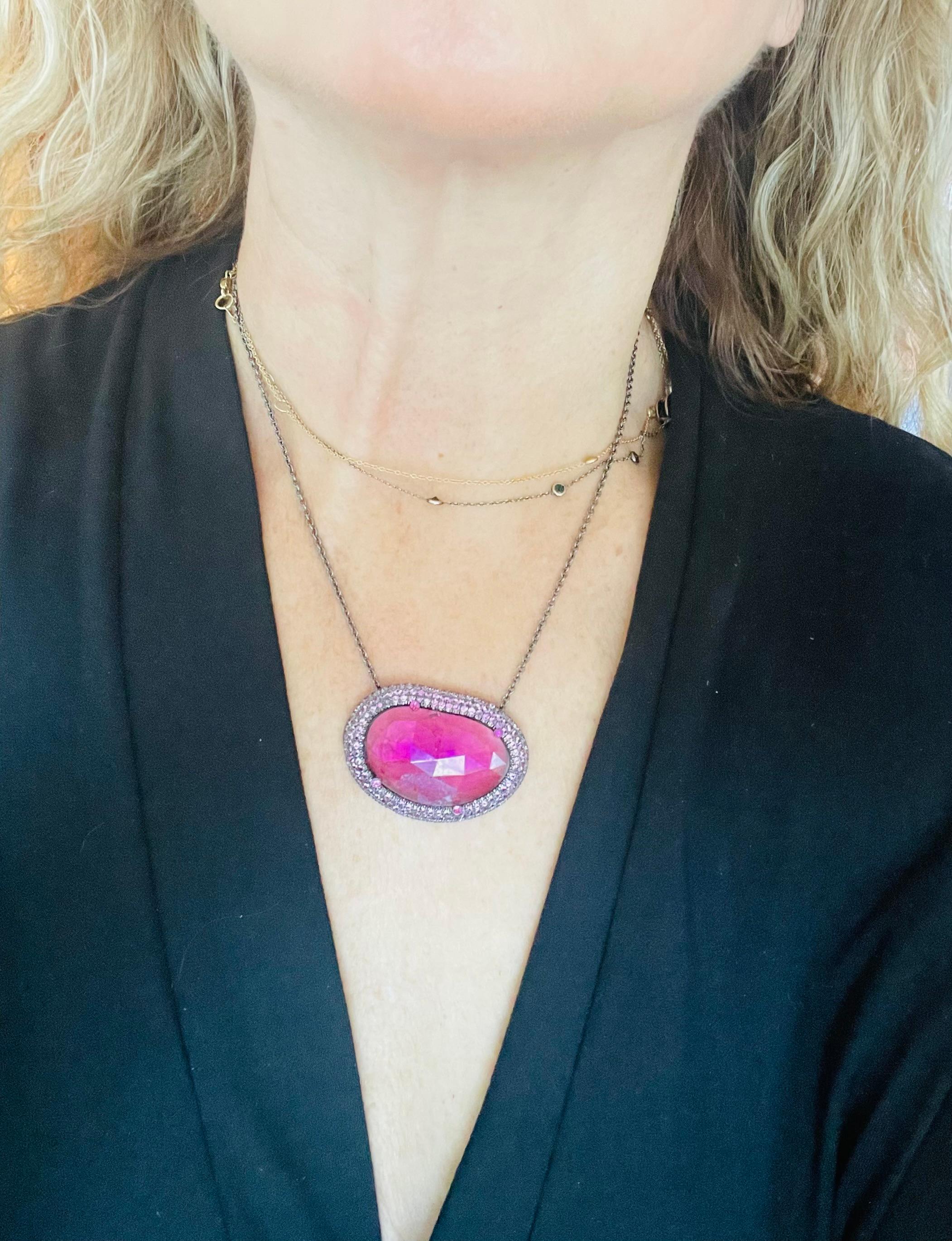 Pink Tourmaline and Pink Sapphiers Necklace Byjulia Shlovsky In New Condition For Sale In Seattle, WA