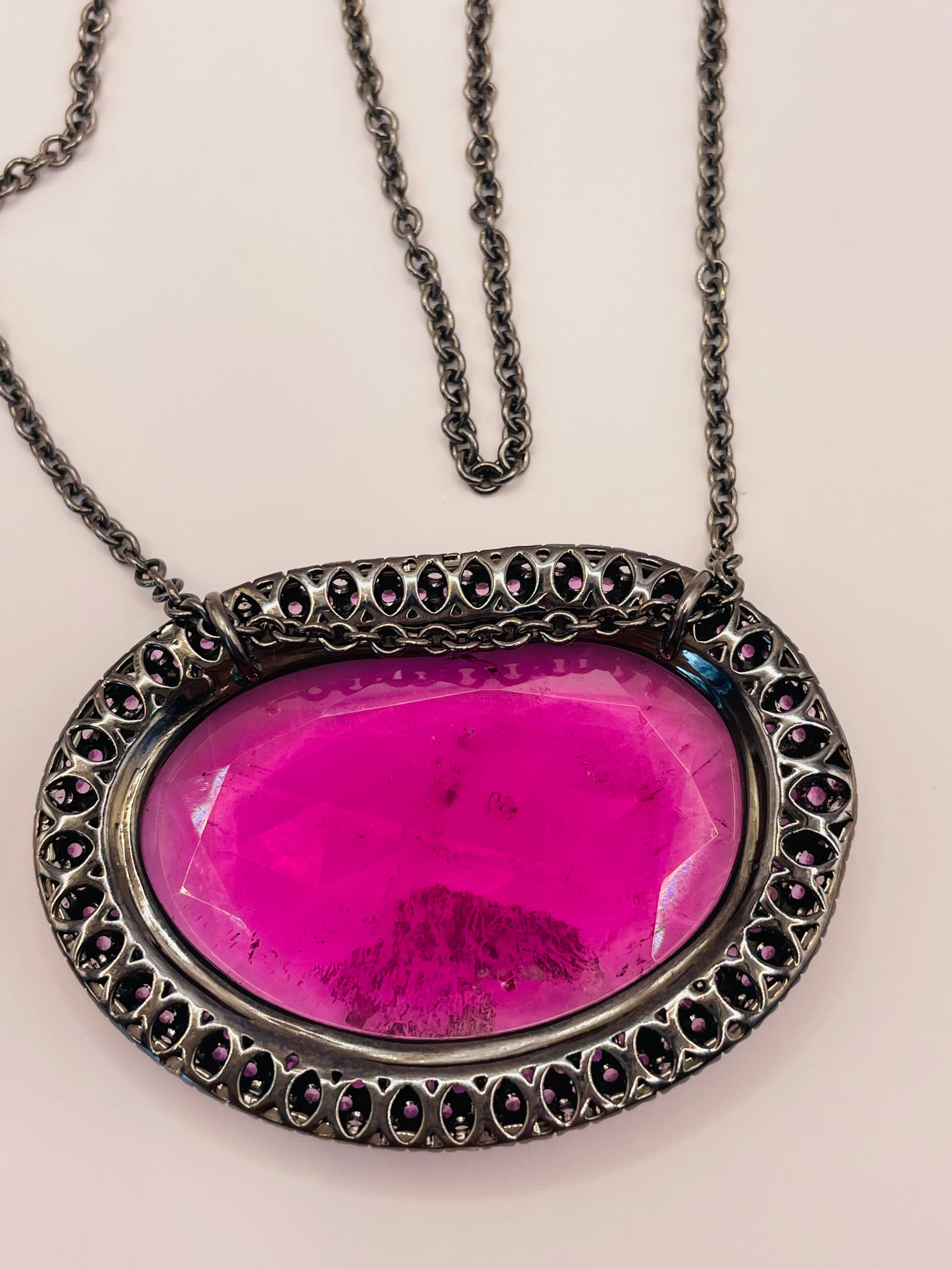 Pink Tourmaline and Pink Sapphiers Necklace Byjulia Shlovsky For Sale 1