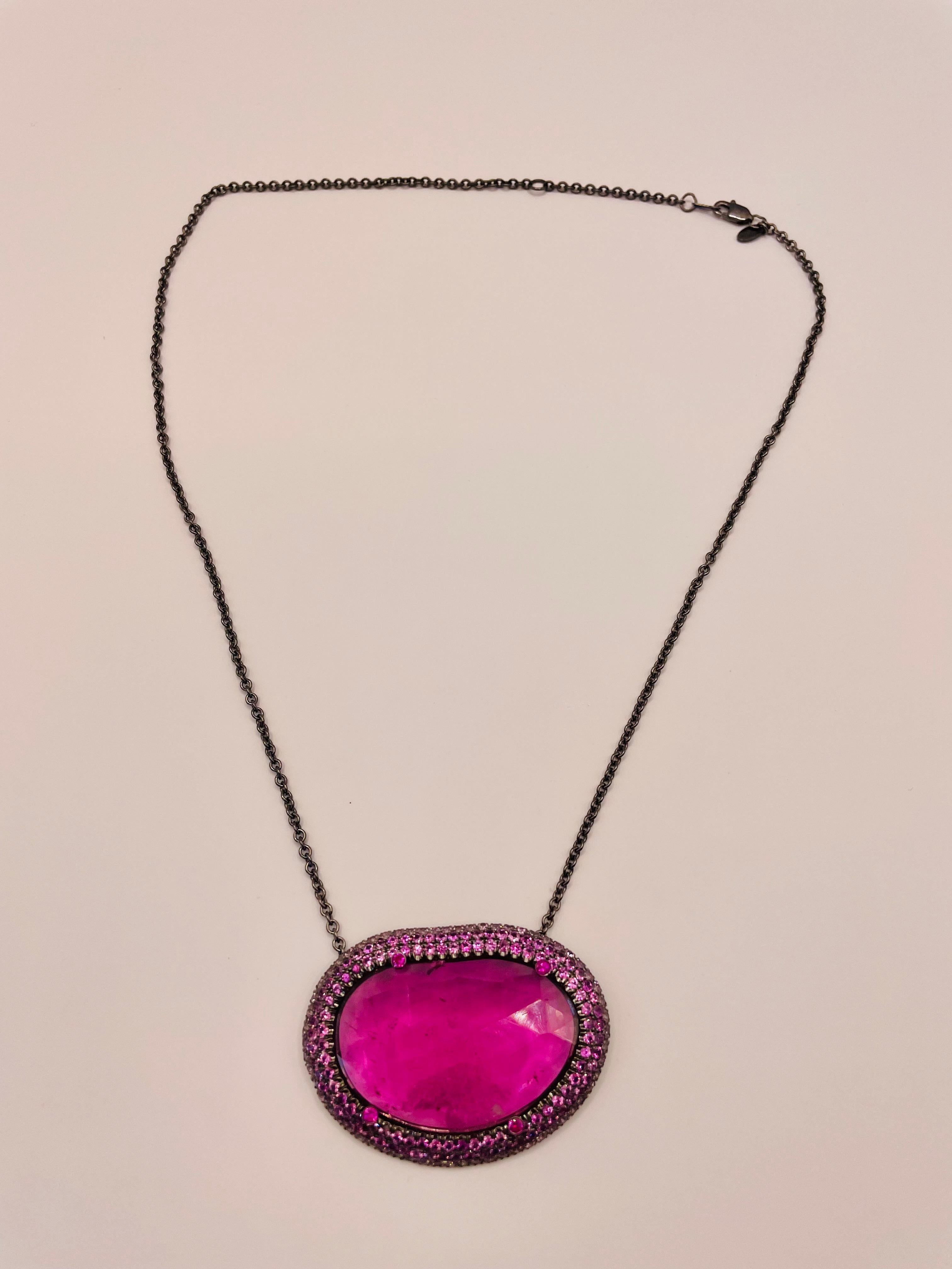 Pink Tourmaline and Pink Sapphiers Necklace Byjulia Shlovsky For Sale 2