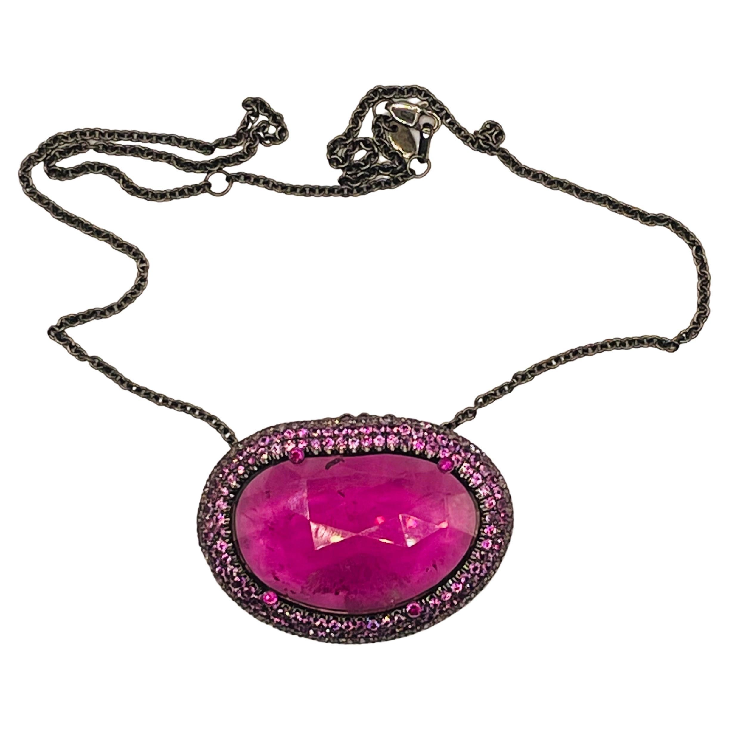 Pink Tourmaline and Pink Sapphiers Necklace Byjulia Shlovsky For Sale